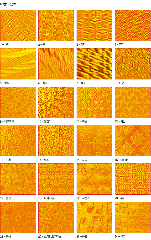 24가지 다양한 패턴코팅 종류